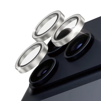PanzerGlass - Ochranný kryt objektívu Hoops pre iPhone 17 Pro Max/17 Pro/16 Pro Max/16 Pro, glitter silver