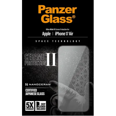 PanzerGlass - Tvrdené sklo UWF Ceramic II s aplikátorom pre iPhone 17 Air, čierna