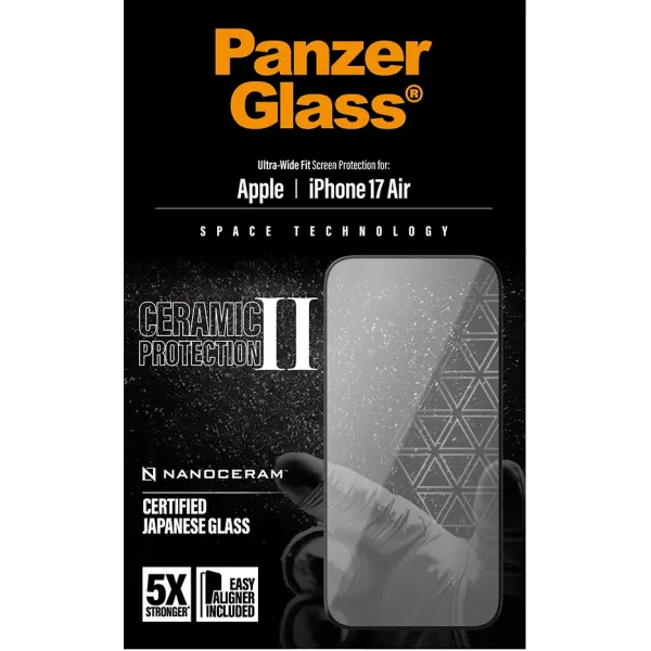 PanzerGlass - Tvrdené sklo UWF Ceramic II s aplikátorom pre iPhone 17 Air, čierna