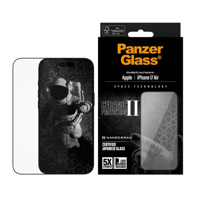 PanzerGlass - Tvrdené sklo UWF Ceramic II s aplikátorom pre iPhone 17 Air, čierna