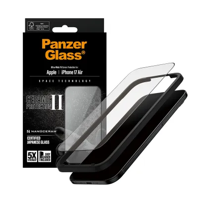 PanzerGlass - Tvrdené sklo UWF Ceramic II s aplikátorom pre iPhone 17 Air, čierna