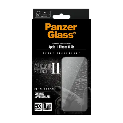 PanzerGlass - Tvrdené sklo UWF Ceramic II s aplikátorom pre iPhone 17 Air, čierna