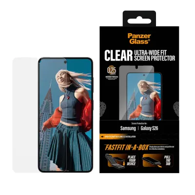 PanzerGlass - Tvrdené sklo UWF s FASTFIT In-A-Box pre Samsung Galaxy S26, číra