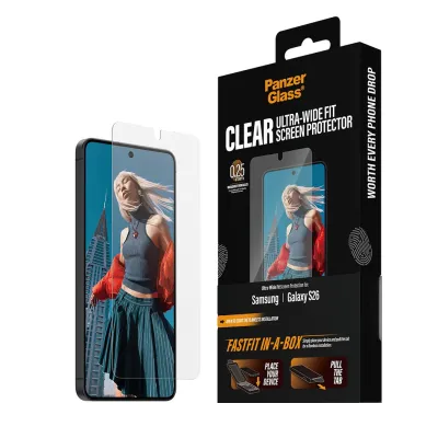 PanzerGlass - Tvrdené sklo UWF s FASTFIT In-A-Box pre Samsung Galaxy S26, číra