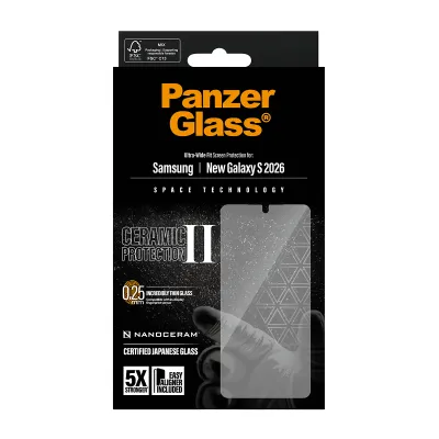 PanzerGlass - Tvrdené sklo UWF Ceramic s aplikátorom pre Samsung Galaxy S26, číra