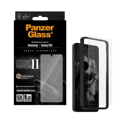PanzerGlass - Tvrdené sklo UWF Ceramic s aplikátorom pre Samsung Galaxy S26, číra
