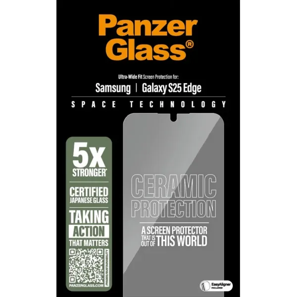 PanzerGlass - Tvrdené sklo UWF Ceramic s aplikátorom pre Samsung Galaxy S25 Edge, číra