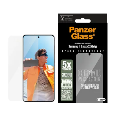 PanzerGlass - Tvrdené sklo UWF Ceramic s aplikátorom pre Samsung Galaxy S25 Edge, číra