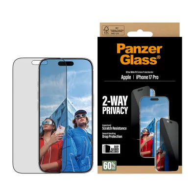 PanzerGlass - Tvrdené sklo UWF 2-Way Privacy s aplikátorom pre iPhone 17 Pro, čierna