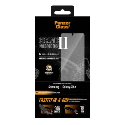 PanzerGlass - Tvrdené sklo UWF Ceramic s FASTFIT In-A-Box pre Samsung Galaxy S26+, číra