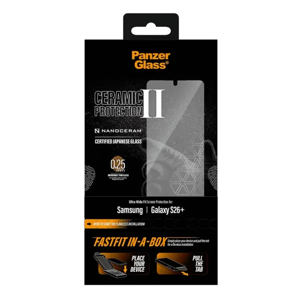 PanzerGlass - Tvrdené sklo UWF Ceramic s FASTFIT In-A-Box pre Samsung Galaxy S26+, číra