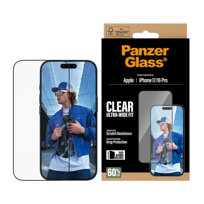 PanzerGlass - Tvrdené sklo UWF s aplikátorom pre iPhone 17/16 Pro, čierna