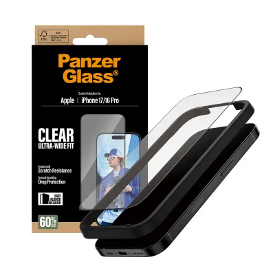 PanzerGlass - Tvrdené sklo UWF s aplikátorom pre iPhone 17/16 Pro, čierna