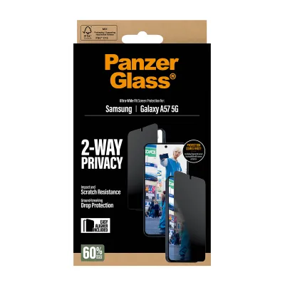 PanzerGlass - Tvrdené sklo UWF Privacy s aplikátorom pre Samsung Galaxy A57, číra