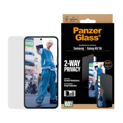 PanzerGlass - Tvrdené sklo UWF Privacy s aplikátorom pre Samsung Galaxy A57, číra