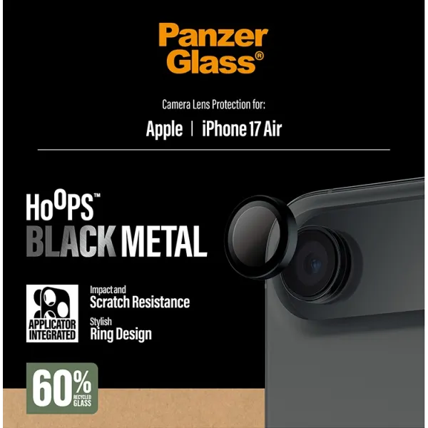 PanzerGlass - Ochranný kryt objektívu Hoops pre iPhone 17 Air, čierna