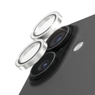 PanzerGlass - Ochranný kryt objektívu Hoops pre iPhone 17/16 Plus/16, glitter silver