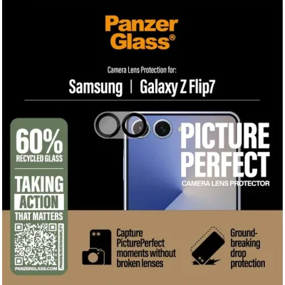 PanzerGlass - Ochranný kryt objektívu PicturePerfect pre Samsung Galaxy Z Flip7, čierna