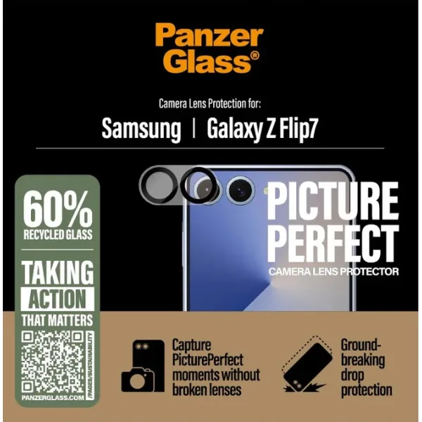 PanzerGlass - Ochranný kryt objektívu PicturePerfect pre Samsung Galaxy Z Flip7, čierna