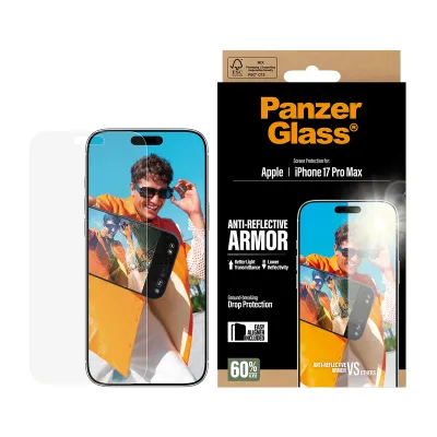 PanzerGlass - Tvrdené sklo Anti-Reflective s aplikátorom pre iPhone 17 Pro Max, čierna