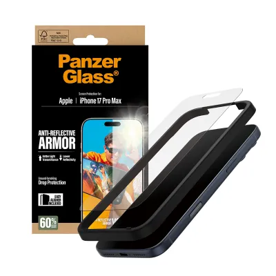 PanzerGlass - Tvrdené sklo Anti-Reflective s aplikátorom pre iPhone 17 Pro Max, čierna