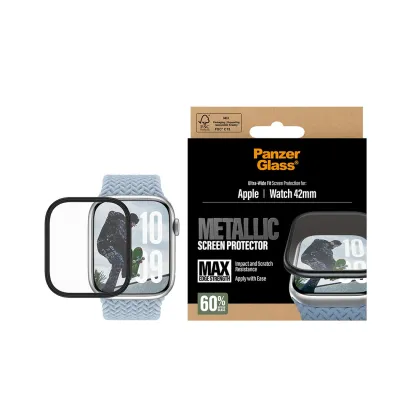 PanzerGlass - Tvrdené sklo UWF METALLIC pre Apple Watch 11/10 42 mm, čierna