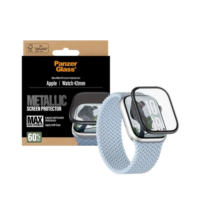 PanzerGlass - Tvrdené sklo UWF METALLIC pre Apple Watch 11/10 42 mm, čierna