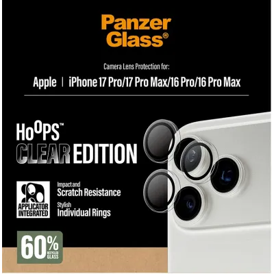 PanzerGlass - Ochranný kryt objektívu Hoops pre iPhone 17 Pro Max/17 Pro/16 Pro Max/16 Pro, číra