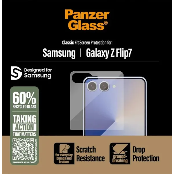 PanzerGlass - Tvrdené sklo Classic Fit pre Samsung Galaxy Z Flip7, číra