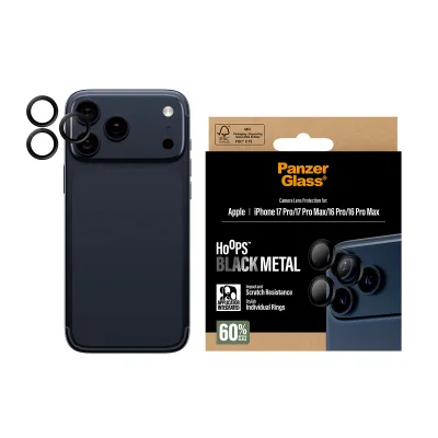 PanzerGlass - Ochranný kryt objektívu Hoops pre iPhone 17 Pro Max/17 Pro/16 Pro Max/16 Pro, čierna