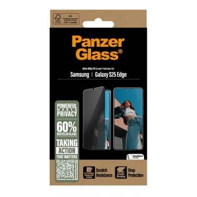 PanzerGlass - Tvrdené sklo UWF Privacy s aplikátorom pre Samsung Galaxy S25 Edge, číra