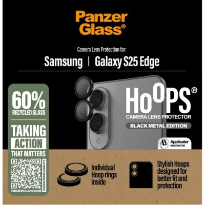PanzerGlass - Ochranný kryt objektívu Hoops pre Samsung Galaxy S25 Edge, čierna