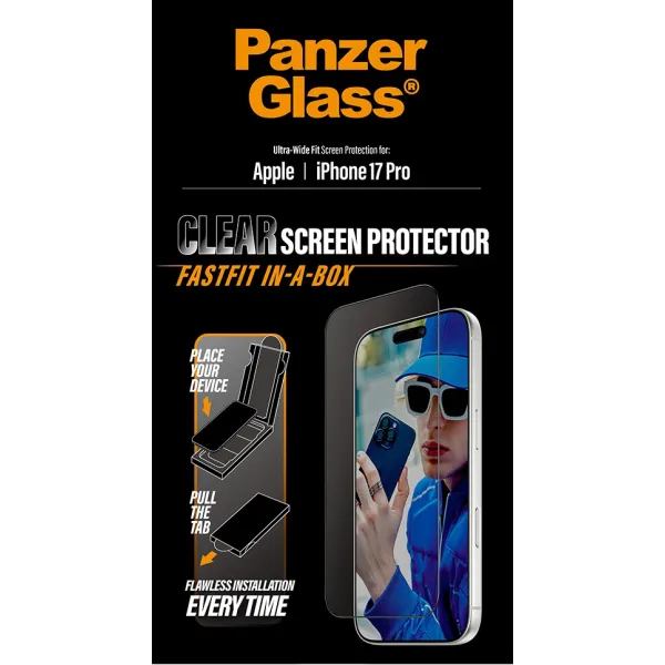PanzerGlass - Tvrdené sklo UWF s Fastfit pre iPhone 17 Pro, čierna