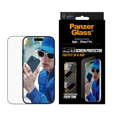 PanzerGlass - Tvrdené sklo UWF s Fastfit pre iPhone 17 Pro, čierna