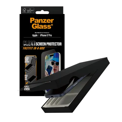 PanzerGlass - Tvrdené sklo UWF s Fastfit pre iPhone 17 Pro, čierna