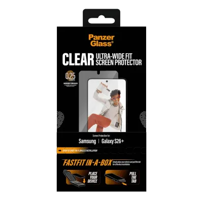 PanzerGlass - Tvrdené sklo UWF s FASTFIT In-A-Box pre Samsung Galaxy S26+, číra