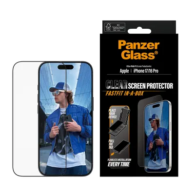 PanzerGlass - Tvrdené sklo UWF s Fastfit pre iPhone 17/16 Pro, čierna
