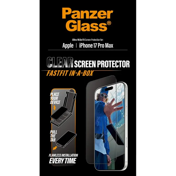 PanzerGlass - Tvrdené sklo UWF s Fastfit pre iPhone 17 Pro Max, čierna