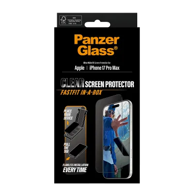PanzerGlass - Tvrdené sklo UWF s Fastfit pre iPhone 17 Pro Max, čierna