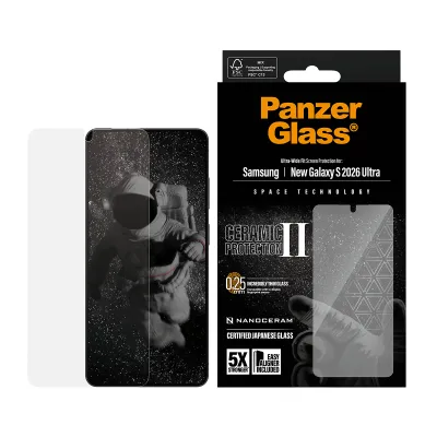 PanzerGlass - Tvrdené sklo UWF Ceramic s aplikátorom pre Samsung Galaxy S26 Ultra, číra