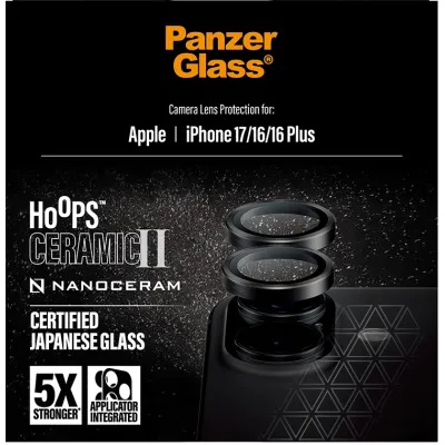 PanzerGlass - Ochranný kryt objektívu Hoops Ceramic II pre  iPhone 17/16 Plus/16, čierna