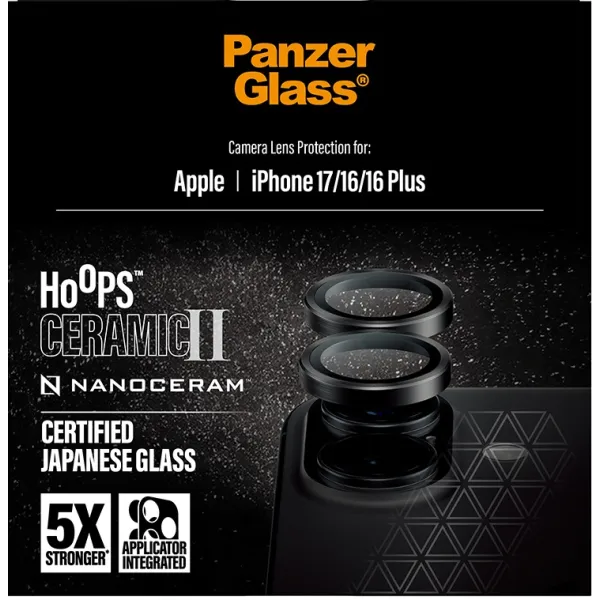 PanzerGlass - Ochranný kryt objektívu Hoops Ceramic II pre  iPhone 17/16 Plus/16, čierna