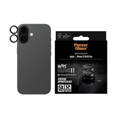 PanzerGlass - Ochranný kryt objektívu Hoops Ceramic II pre  iPhone 17/16 Plus/16, čierna