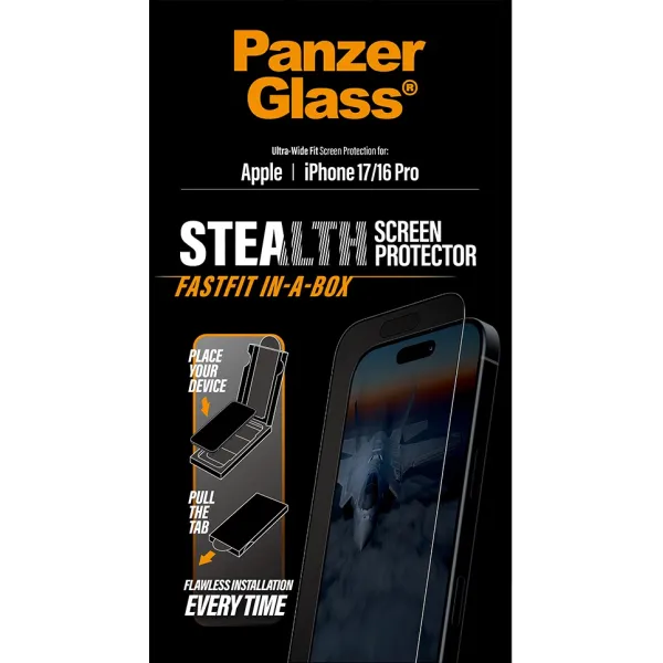 PanzerGlass - Tvrdené sklo UWF Stealth s Fastfit pre iPhone 17/16 Pro, čierna