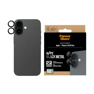 PanzerGlass - Ochranný kryt objektívu Hoops pre iPhone 17/16 Plus/16, čierna