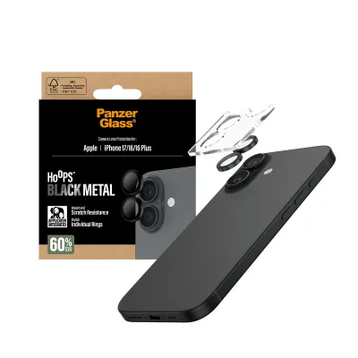 PanzerGlass - Ochranný kryt objektívu Hoops pre iPhone 17/16 Plus/16, čierna