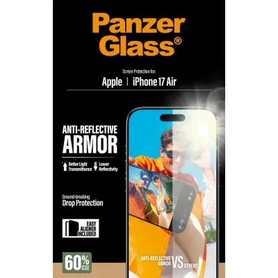PanzerGlass - Tvrdené sklo Anti-Reflective s aplikátorom pre iPhone 17 Air, čierna