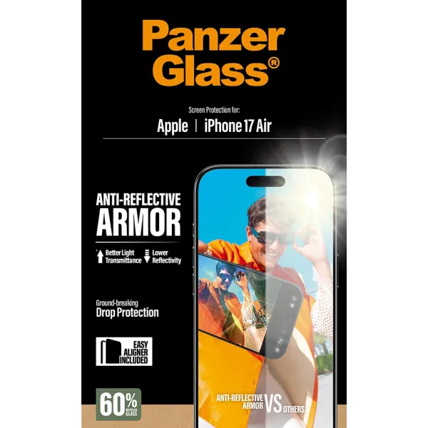 PanzerGlass - Tvrdené sklo Anti-Reflective s aplikátorom pre iPhone 17 Air, čierna