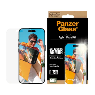 PanzerGlass - Tvrdené sklo Anti-Reflective s aplikátorom pre iPhone 17 Air, čierna