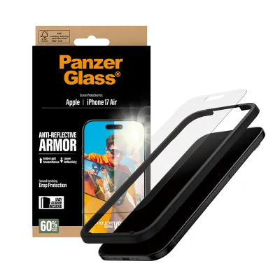 PanzerGlass - Tvrdené sklo Anti-Reflective s aplikátorom pre iPhone 17 Air, čierna